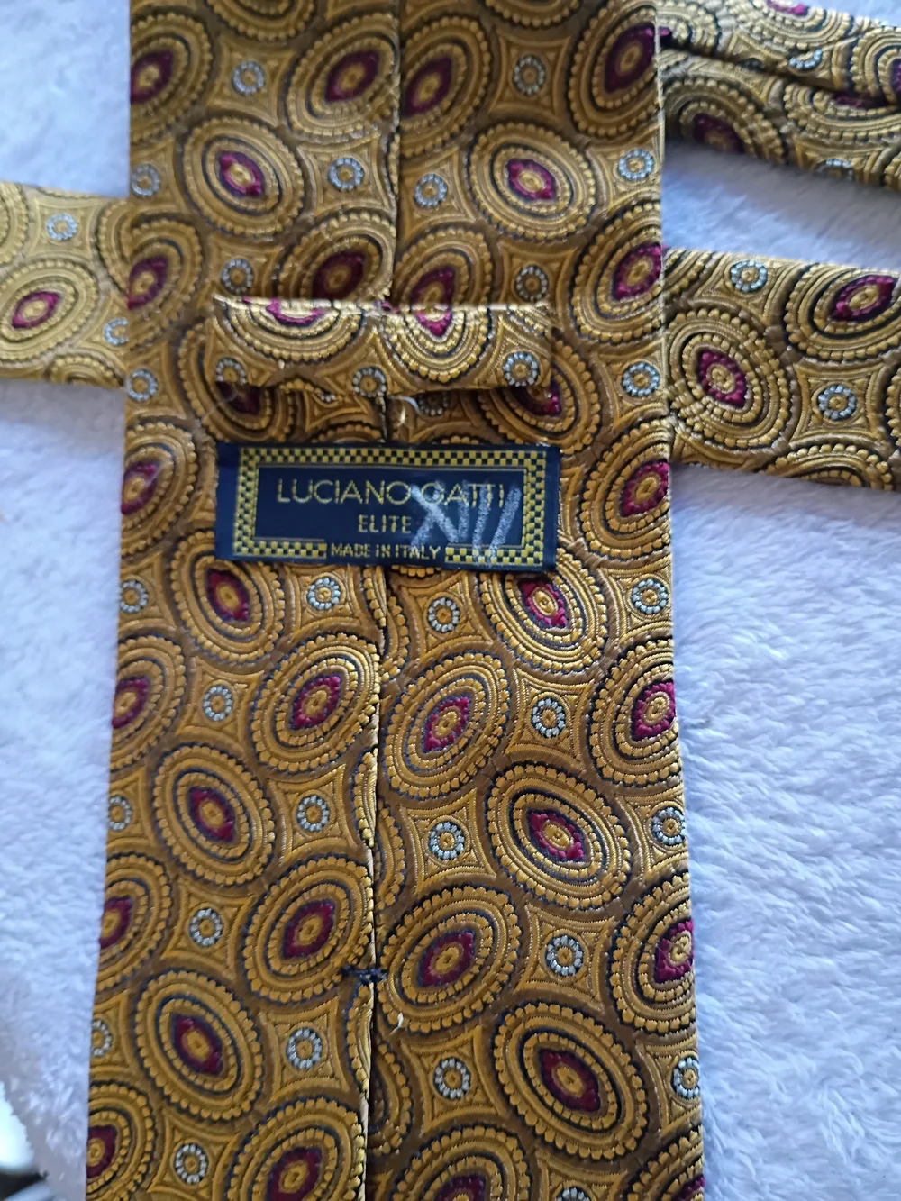 Men's Yellow Patterned Silk Tie - Made In Italy